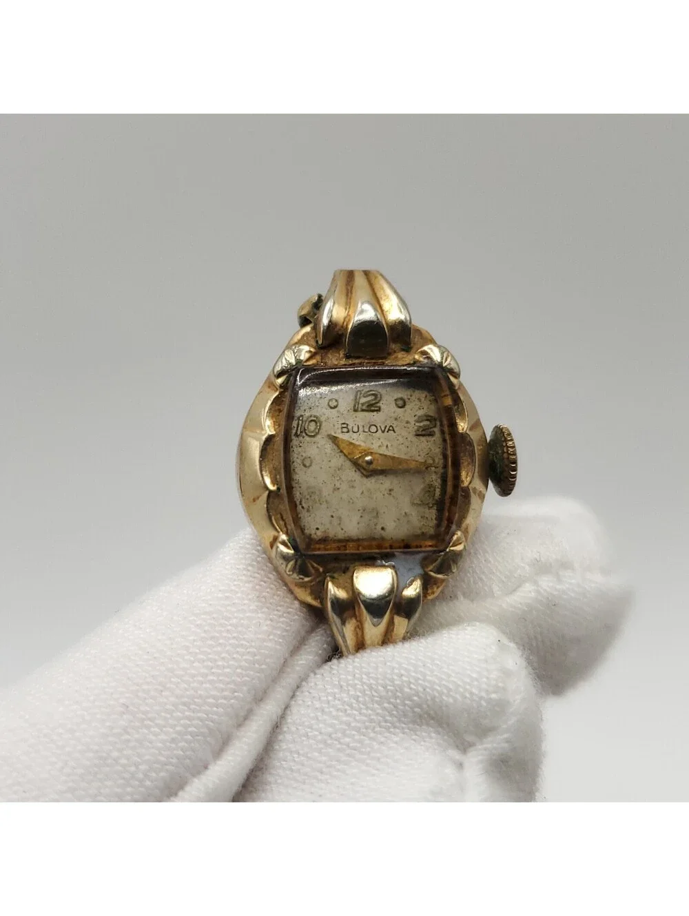 Vintage Bulova 10k Rolled Gold Plate Bezel 16mm Womens Watch For Parts